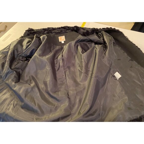 JM Collection Womens Black Faux Fur Jacket Medium - Picture 4 of 16